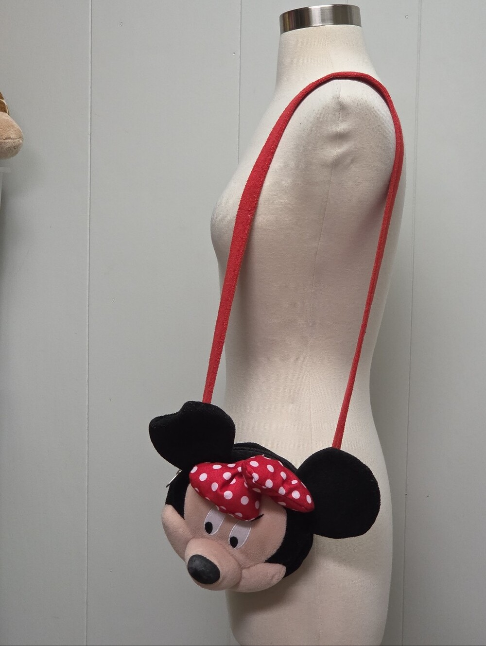 Disney Minnie Mouse Plush Head Small Purse Shoulder Bag